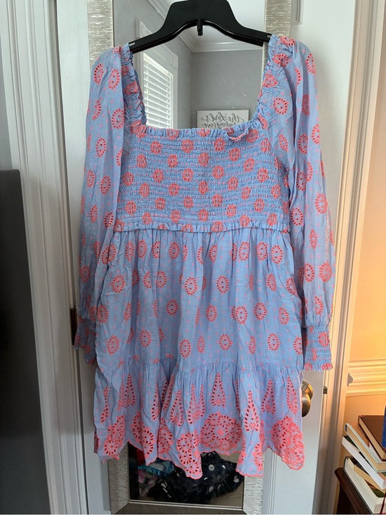 Lilly Pulitzer Dresses & Skirts - Lilly Pulitzer Blue Dress with Coral Eyelet Print Size medium